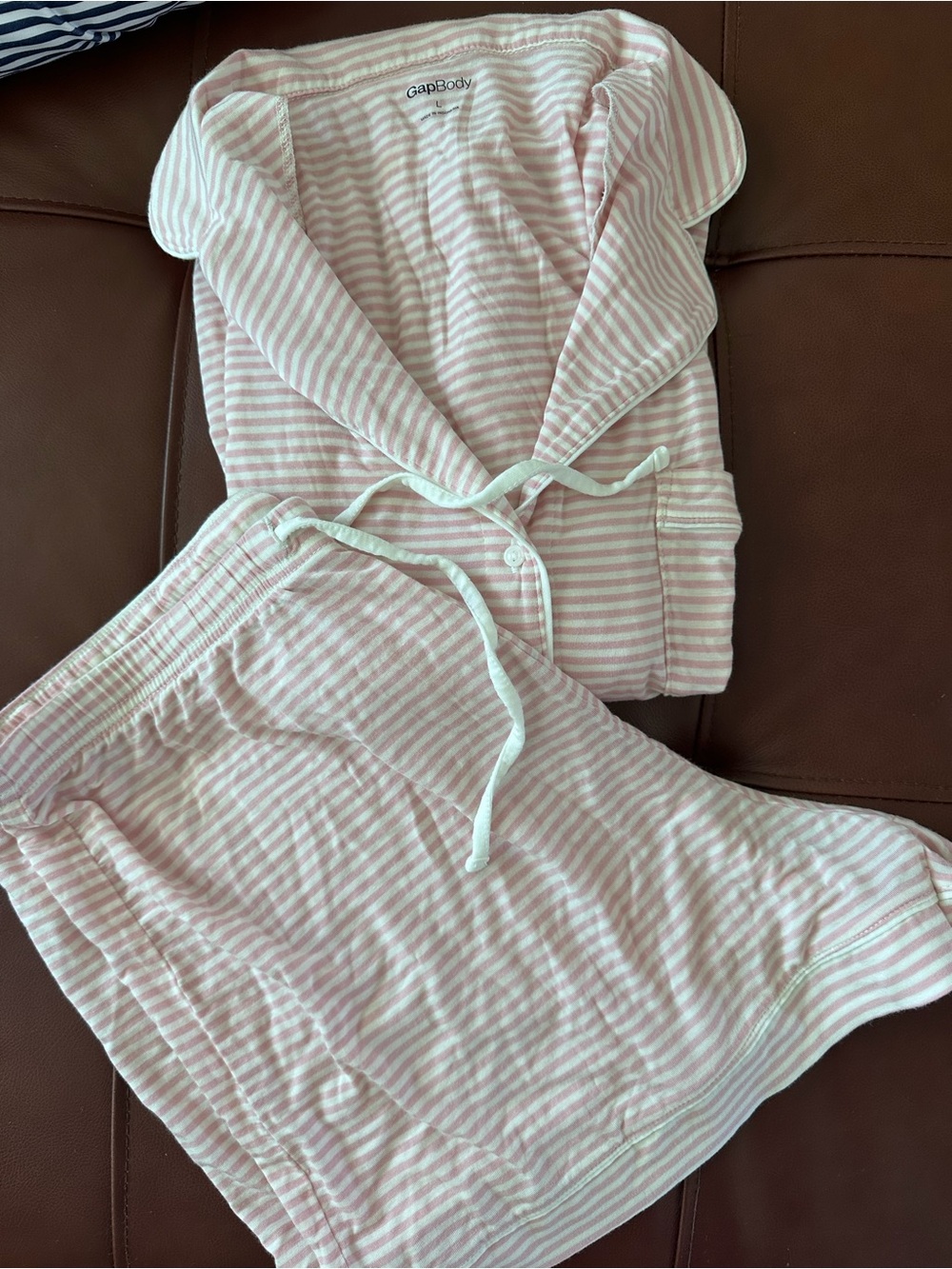 Gap Body Pink Stripe Modal Short Short Pajama Set